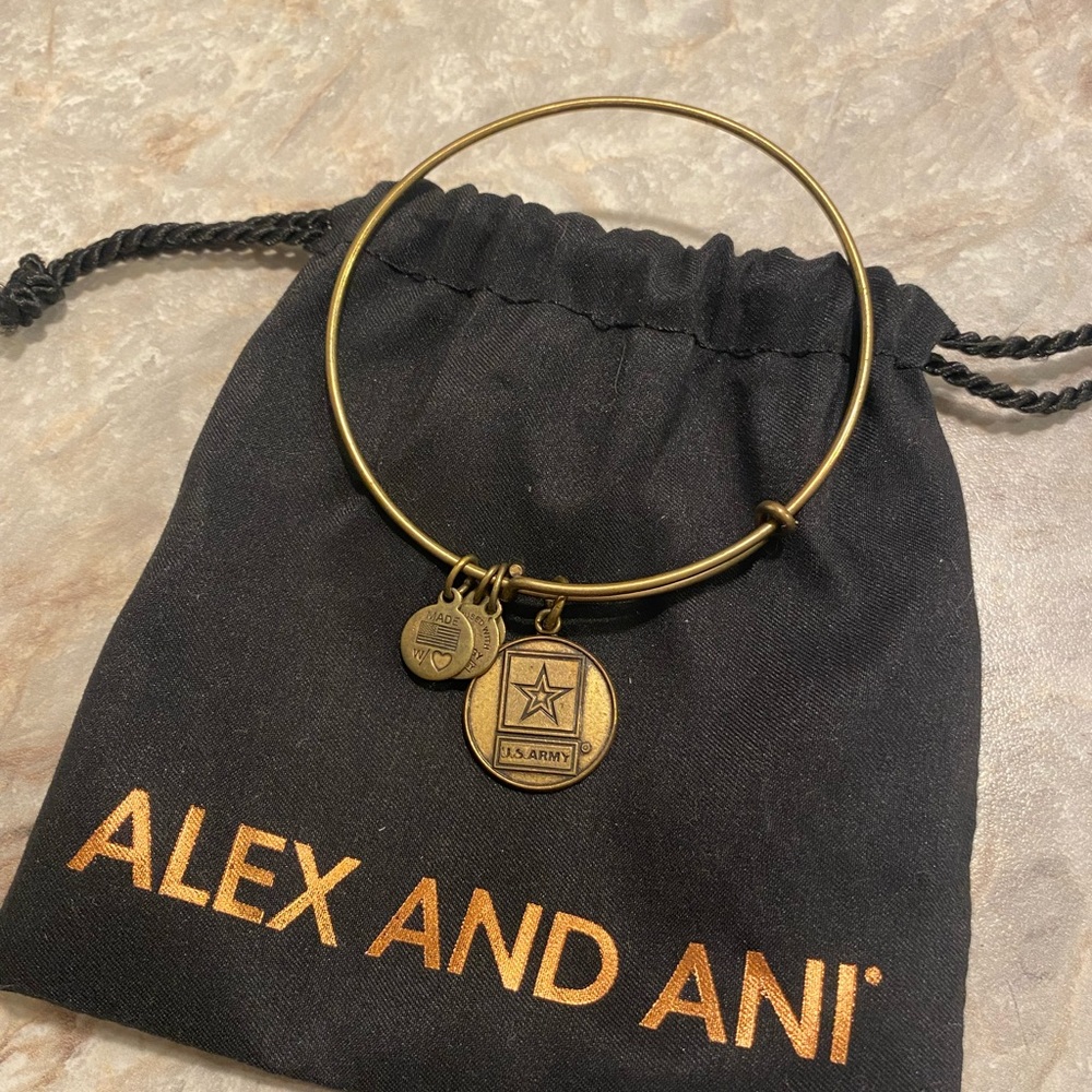 Alex and Ani Army bracelet in gold